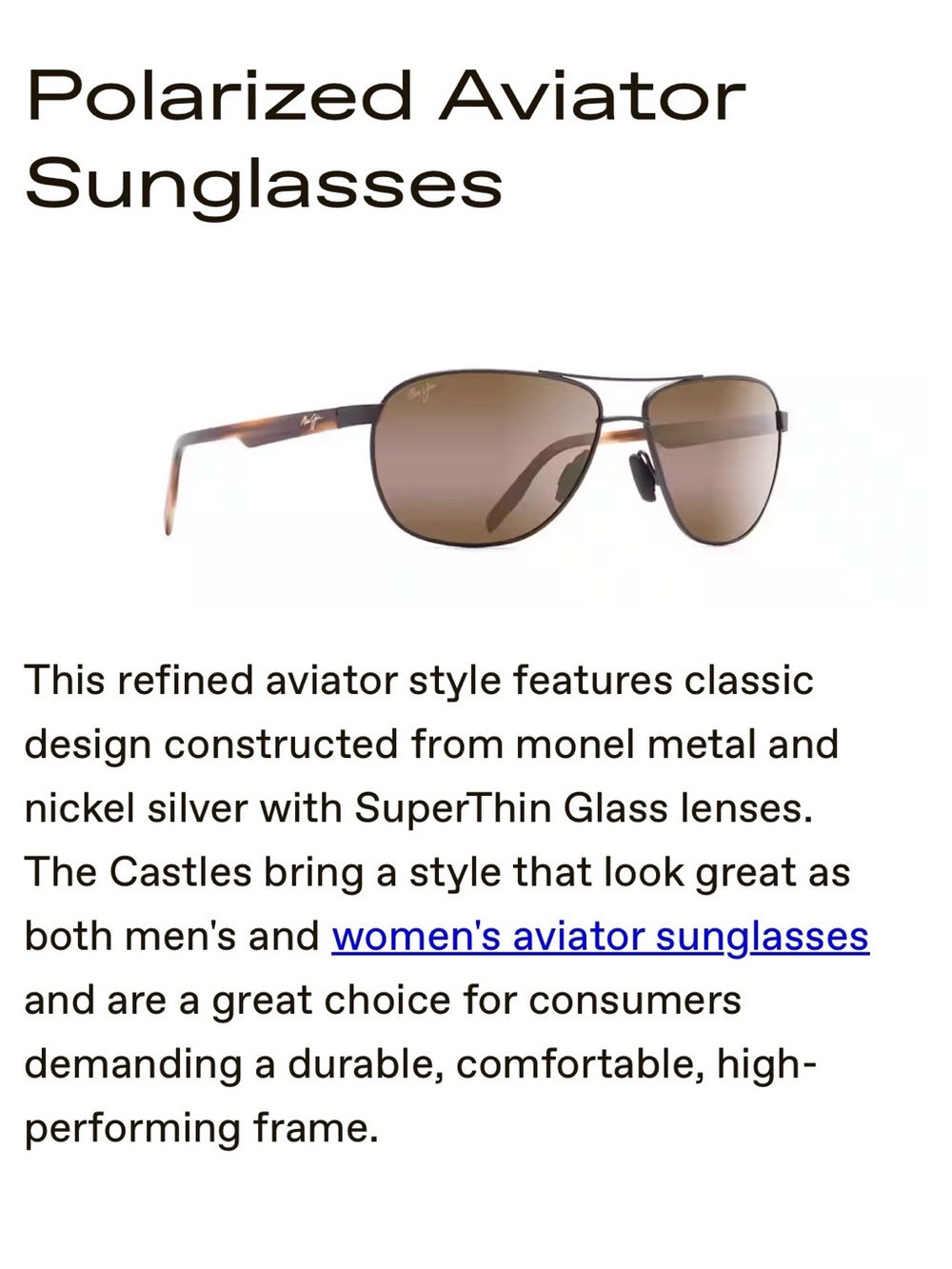 Maui Jim Castles Polarized Aviator Sunglasses H728-01M - Picture 12 of 15